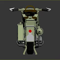 Light Green Vintage Motorcycle with Brown Seat and Exposed Mechanical Parts Design