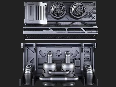 Modern Industrial Building Facade With Metal Structure Dual Ventilation Fans And Mechanical Pipes 3d model