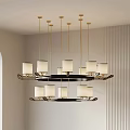 Modern Chandelier With Multiple Lampshades Golden Frames And Black Base 3d model