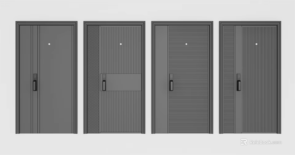 Modern Security Door Styles Featuring Different Panel Patterns For Home Entry 3d model 