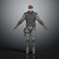 3D Model Of Male Tactical Character In Gray Uniform With Brown Cap And Black Gloves