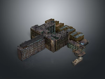 Complex Multi Story Building Complex Model With Diverse Architectural Structures And Roof Designs 3d model