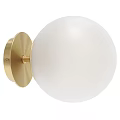 Modern Golden Wall Lamp Featuring White Spherical Glass Shade For Contemporary Home Decor