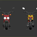 Red and Yellow Scooters Featuring Modern Design Compact Structure and Rearview Mirrors 3d model