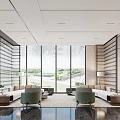 Modern Luxury Real Estate Sales Office Lobby With Marble Decorations And Residential Project Sand Table