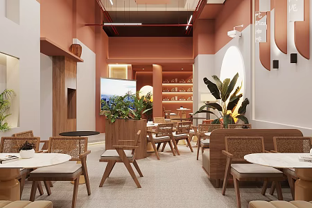 Internet Celebrant Milk Tea Shop Internet Celebrant Restaurant Coffee Shop Wall Card Seat Milk Tea Shop Table and Chair Coffee Table and Chair Tea House Console Workbench Cashier Front Desk 3d model