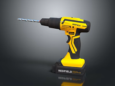 Redfield Cordless Drill With Yellow And Black Design And Battery Base 3d model