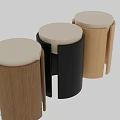 Natural Wooden Cylindrical Stand with Smooth White Top and Grain Design