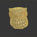 Decorative Hand Painted Owl Figurine Featuring Brown Orange Feathers And White Spots