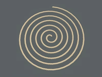 Light Beige Spiral Rope Design On Gray Background With Twisted Texture 3d model