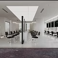 Soft White Tone Beauty Hair Salon Reception Interior With Curved Walls And Product Display Shelves