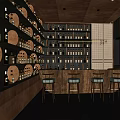 Modern Bar Qingba Bistro Bar Tacker Block Area Bar Counter Cashier Bar Cabinet Card Block Sofa 3d model