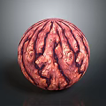 Unique Red Decorative Sphere Featuring Natural Wood Like Texture For Home Decor 3d model