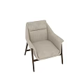 Modern Cream Colored Lounge Chair With Dark Wooden Frame And Fabric Upholstery