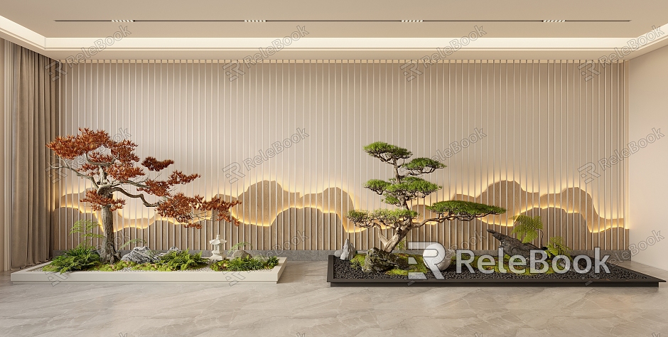 New Chinese Style Interior Landscape Landscaping model