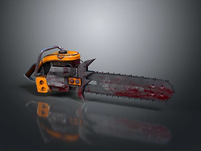Industrial Heavy Duty Metal Chainsaw With Sharp Blade And Worn Surface Design 3d model