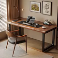 Modern Home Office Desk With Window Blinds Floor Lamp Laptop Books Chair And Plant