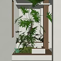 Natural Entryway Hallway Interior Design With Large Green Plants Wooden Accents And Stone