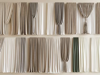 Modern curtain cloth curtain pleated curtain solid color foreign curtain gauze curtain cream wind curtain color matching curtain 3d model