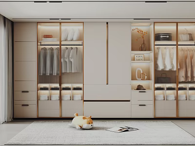 Elegant Modern Wine Cabinet With Glass Doors And LED Lighting In Living Room Design 3d model
