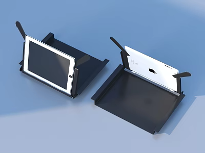 Two Black Tablet Stands With Tray Design For Daily Life Products 3d model
