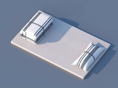 Daily Living Essentials Black And White Striped Pillows On Wooden Board 3d model