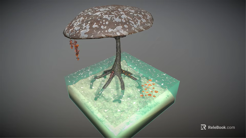 Vibrant Fresh Vegetables Arranged In Underwater Glass Container With Small Fish 3d model 