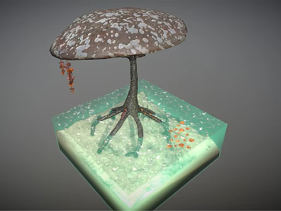 Vibrant Fresh Vegetables Arranged In Underwater Glass Container With Small Fish 3d model