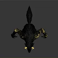 Fierce Mythical Monster Featuring Black Body Yellow Horns Golden Decorations And Sharp Claws