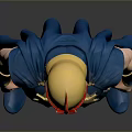 Man Wearing Blue Superhero Costume With Gold Helmet Star Emblem and Cloak