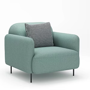 Minimalist Italian Single Sofa Iron Leg Fabric Soft Bag Sofa House Silent Style Living Room Single Product Fat Dundun 3d model