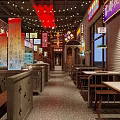 Chinese Hotpot Skewer Restaurant Featuring Refrigerated Display Cases Shelves And Convenience Store Area
