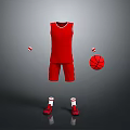 Red Basketball Sports Gear Including Jersey Shorts Sneakers Wristbands And Ball