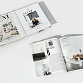 Interior Design Magazine Open Pages Featuring Modern Living Room Furniture And Decor
