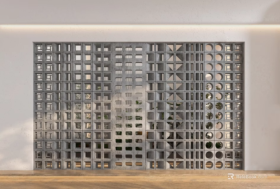 Modern Interior Metal Partition For Space Division With Geometric Hollow Patterns 3d model