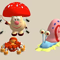 Colorful Playful Landscape Sculptures With Mushroom Crab And Snail Characters