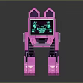 Pink Mechanical Robot Cat 3D Model With Digital Screen And Legs 3d model