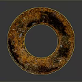 Rusty Circular Metal Industrial Equipment Part Featuring Central Hole And Corroded Surface