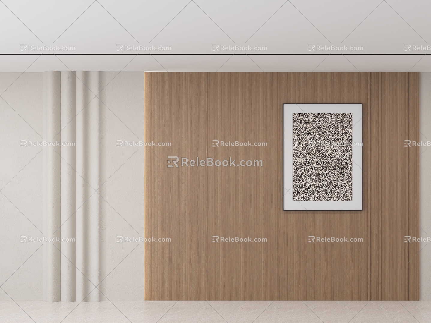 Wood veneer background wall model