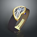 Stylish Gold Case Watch Featuring White Dial Black Roman Numerals Brown Leather Strap With Stitching