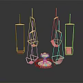 Play Equipment With Pink And Gold Hanging Swings And Central Colorful Rotating Device