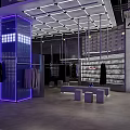Modern Fashion Retail Store With Clothing Shoes Display Racks And Stylish Lighting