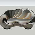 Abstract Curved Sofa Featuring Modern Artistic Design And Sleek Contrasting Colors
