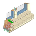Building Exterior Wall Construction Components With Bricks Timber And Fasteners 3d model