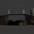 Stone Arch Bridge Structure With Metal Railings Stone Pillars And Fallen Leaves