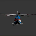 Colorful Helicopter With Blue Red White Body Rotors On Black Background With Reflection