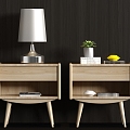 Modern solid wood bedside table lamp jewelry combination 3d model