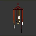 Colorful Red And Yellow Wind Chime With Hanging Decorative Cards And Metal Frame