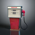 Vintage Red And White Gas Pump With Regular Fuel Label And Red Nozzle