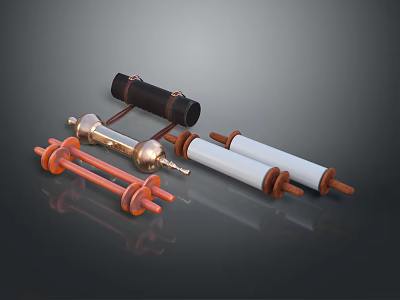 Mechanical Components Featuring Copper Tubes Cylindrical Reels And Insulating Parts 3d model